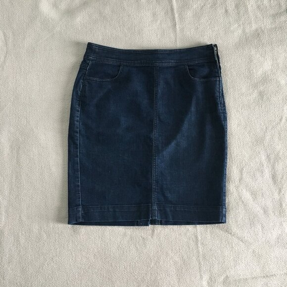 LOFT | dark wash denim pencil skirt - Picture 1 of 8